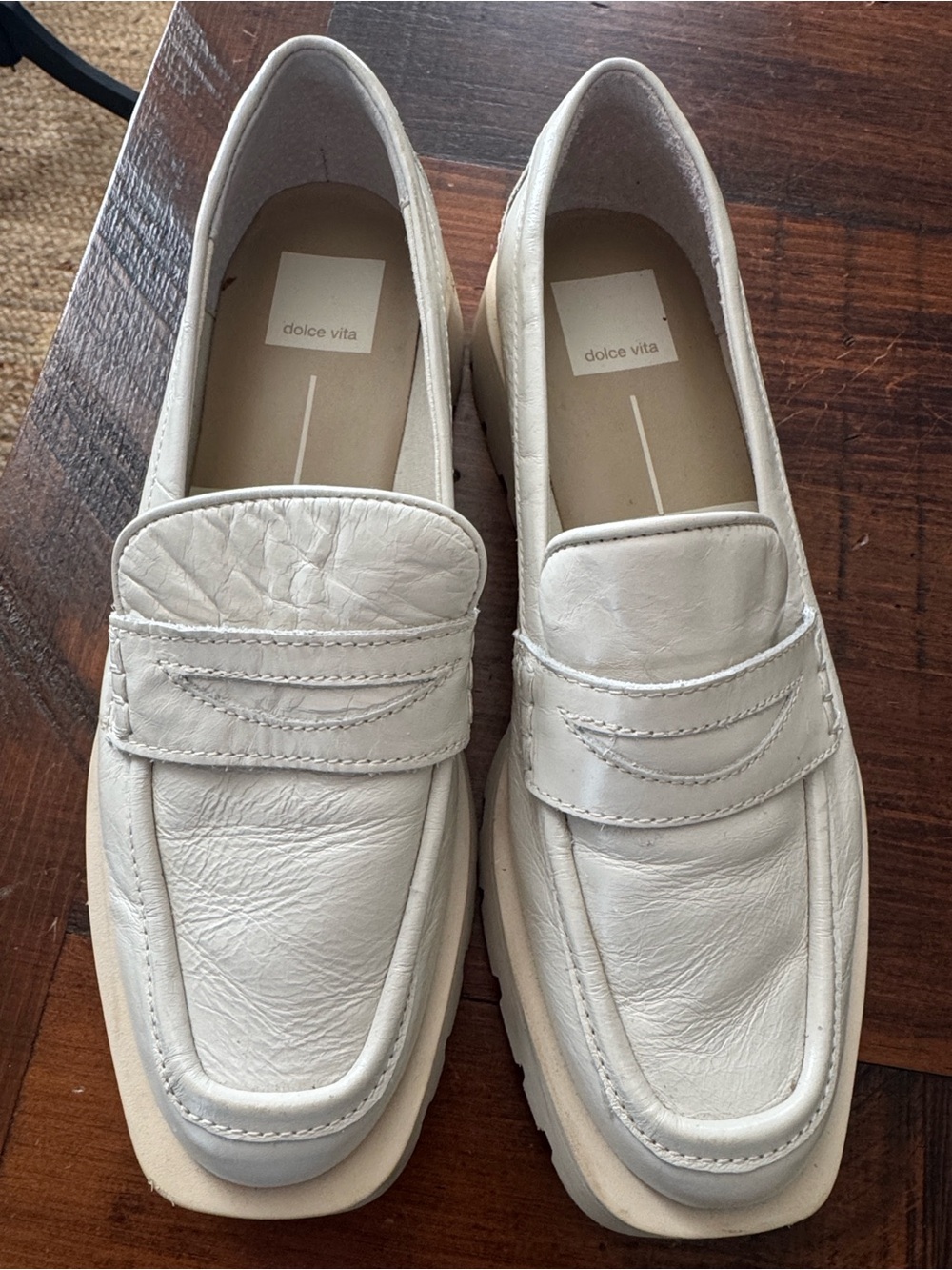 Dolce Vita Preppy Lug Sole Loafers Cream White Size 7.5